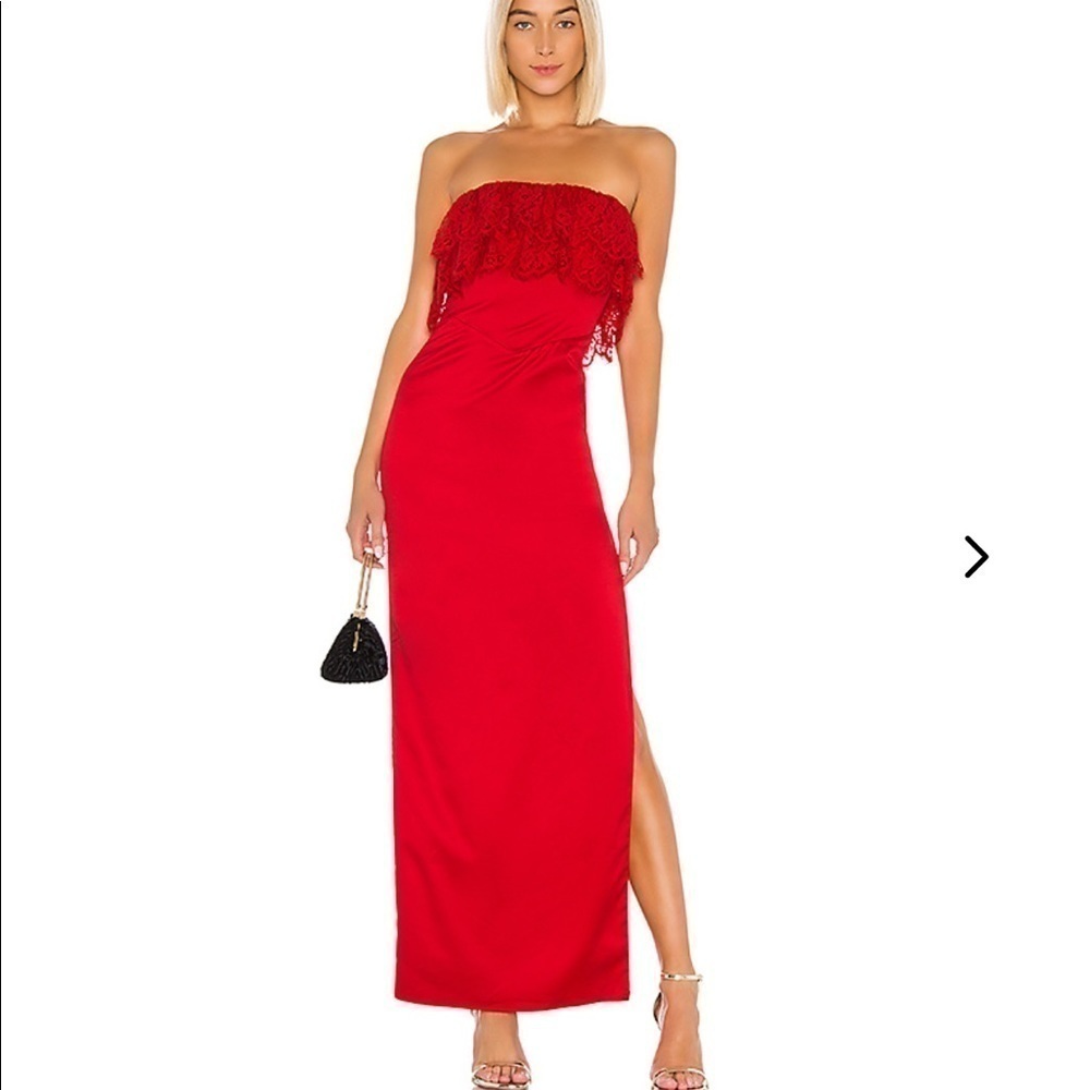 Lovers + Friends Red Lace Evening Prom Dress NWT Size Large